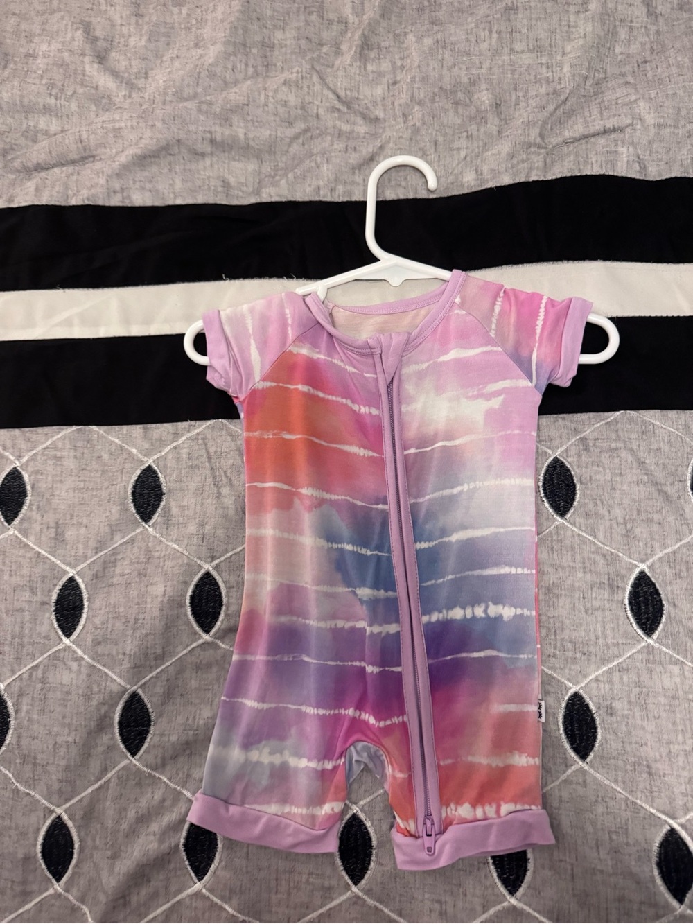 Little Sleepies Shorty Zippy in Pastel Tie-Dye Dreams